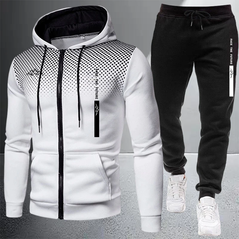 Winter Clothing Equipment - เสื้อแจ็คเก็ตผู้ชายขายดี ชุดวอร์มลำลองแบบมีฮู้ด ซิป ลายจุด เสื้อโค้ทสำหรับกิจกรรมกลางแจ้ง เสื้อผ้ากีฬา