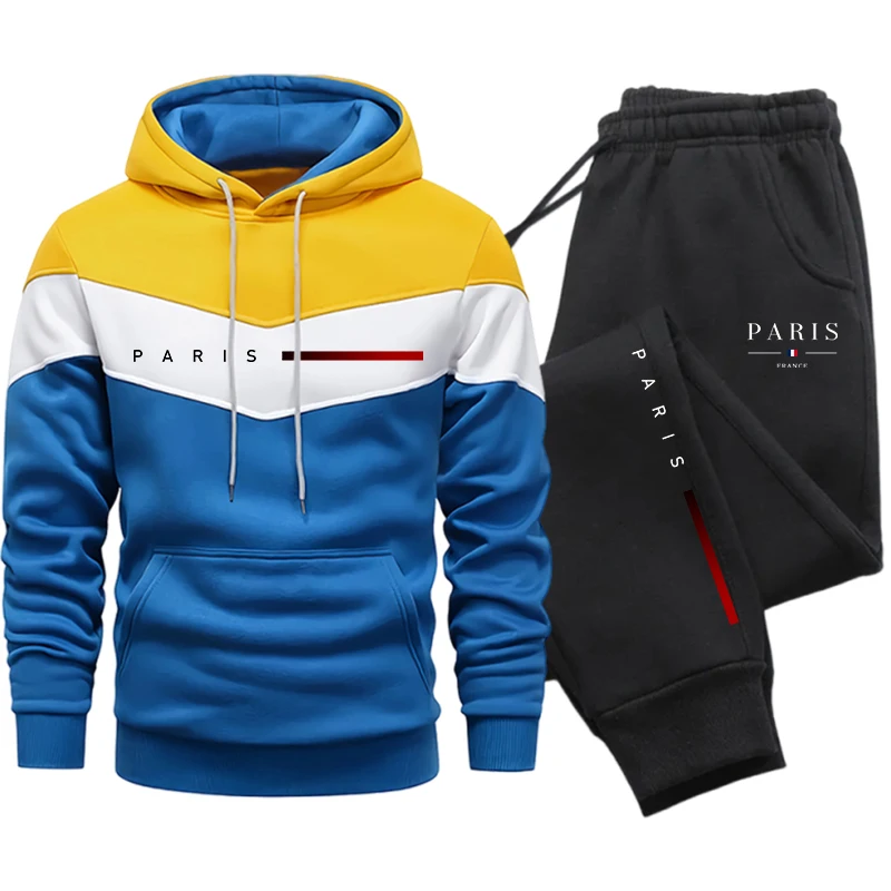 Winter Clothing Hoodie - ชุดวอร์มผู้ชาย เสื้อฮู้ดลำลอง ลายสามสี เสื้อสเวตเชิ้ตสำหรับกิจกรรมกลางแจ้ง เสื้อผ้าสำหรับวิ่งจ๊อกกิ้ง ฤดูใบไม้ร่วง
