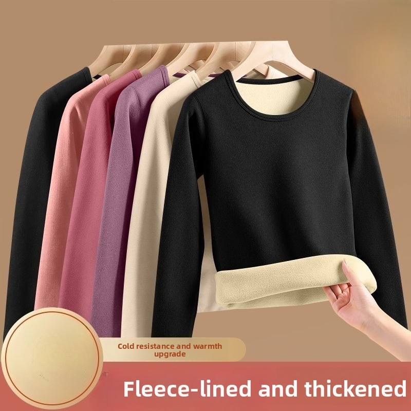 Winter Clothing Europe - เสื้อสเวตเตอร์ผู้หญิง คอกลม ผ้ากำมะหยี่บุซับใน สำหรับฤดูใบไม้ร่วงและฤดูหนาว เนื้อผ้าหนา อุ่นสบาย