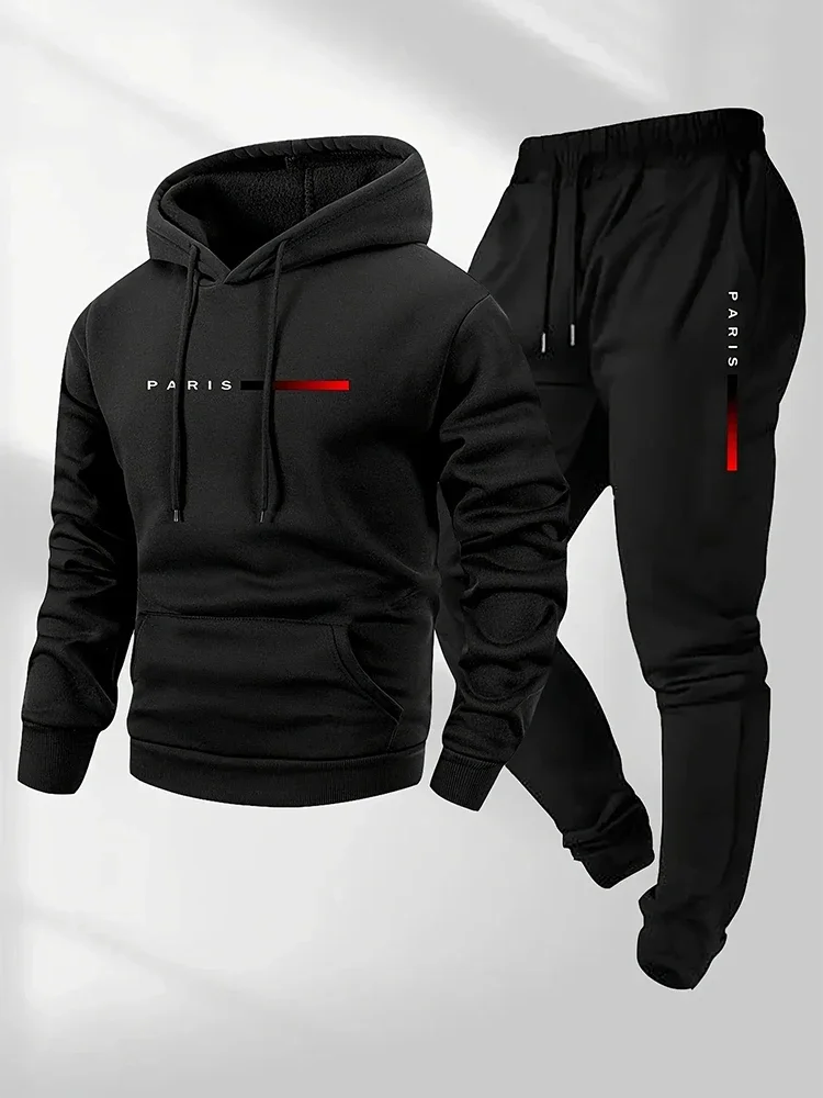 Winter Cloth - ชุดกีฬาลำลองสำหรับวิ่งจ๊อกกิ้ง สีพื้น เรียบง่าย ชุดกีฬาผู้ชาย ใส่สบายทั้งในบ้านและนอกบ้าน ชุดใหม่ปี