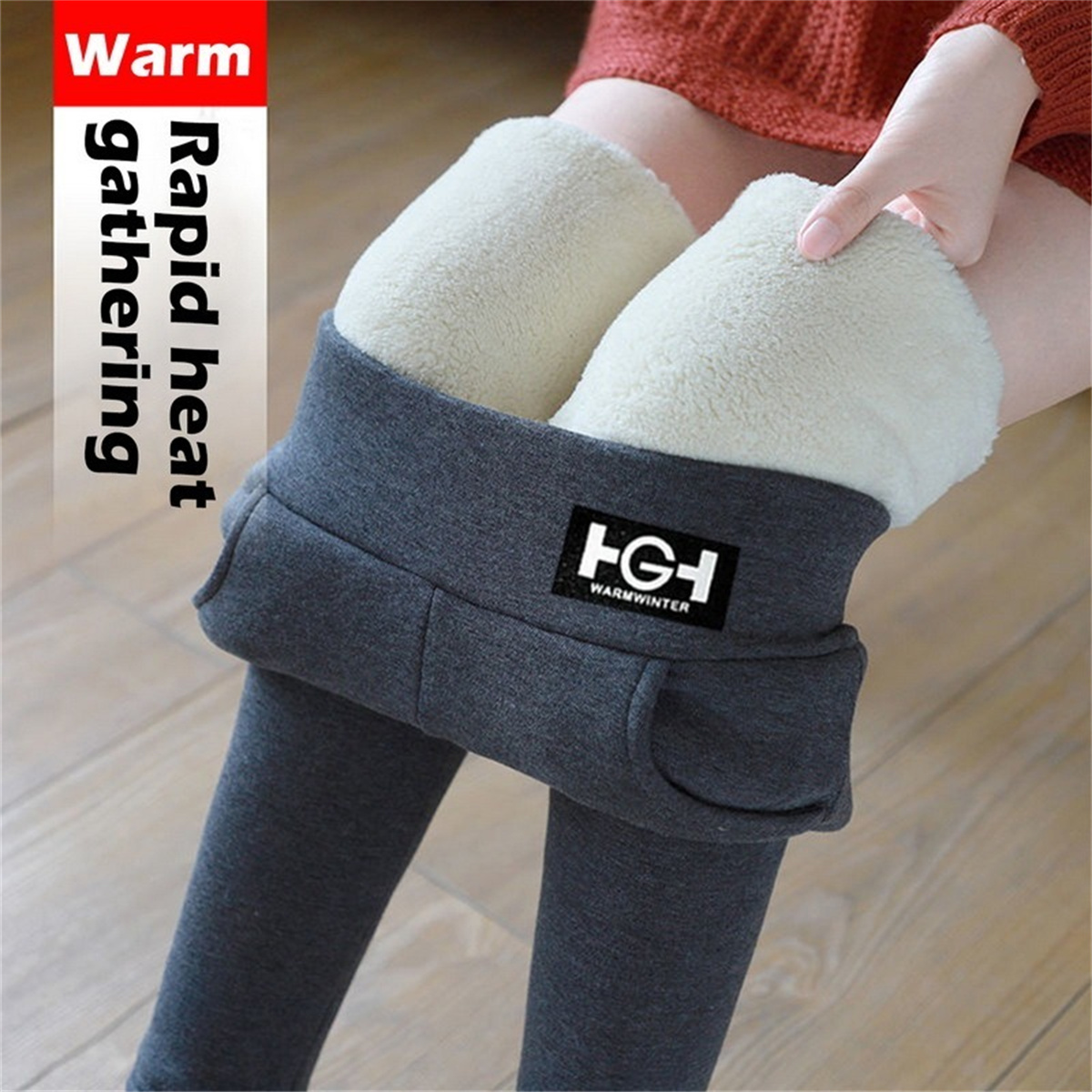 Winter Clothing Europe - ฤดูหนาวผู้หญิงกางเกงขายาว WARM Leggings Thicken Lambswool เอวสูงขนแกะ