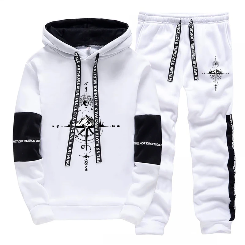 Winter Clothing Equipment - ชุดวอร์มผู้ชายแฟชั่นลำลองสำหรับฤดูใบไม้ร่วงและฤดูหนาว เสื้อฮู้ดสำหรับกิจกรรมกลางแจ้ง กีฬา วิ่งจ๊อกกิ้ง เสื้อผ้าลำลองแบบชุดเดี่ยว