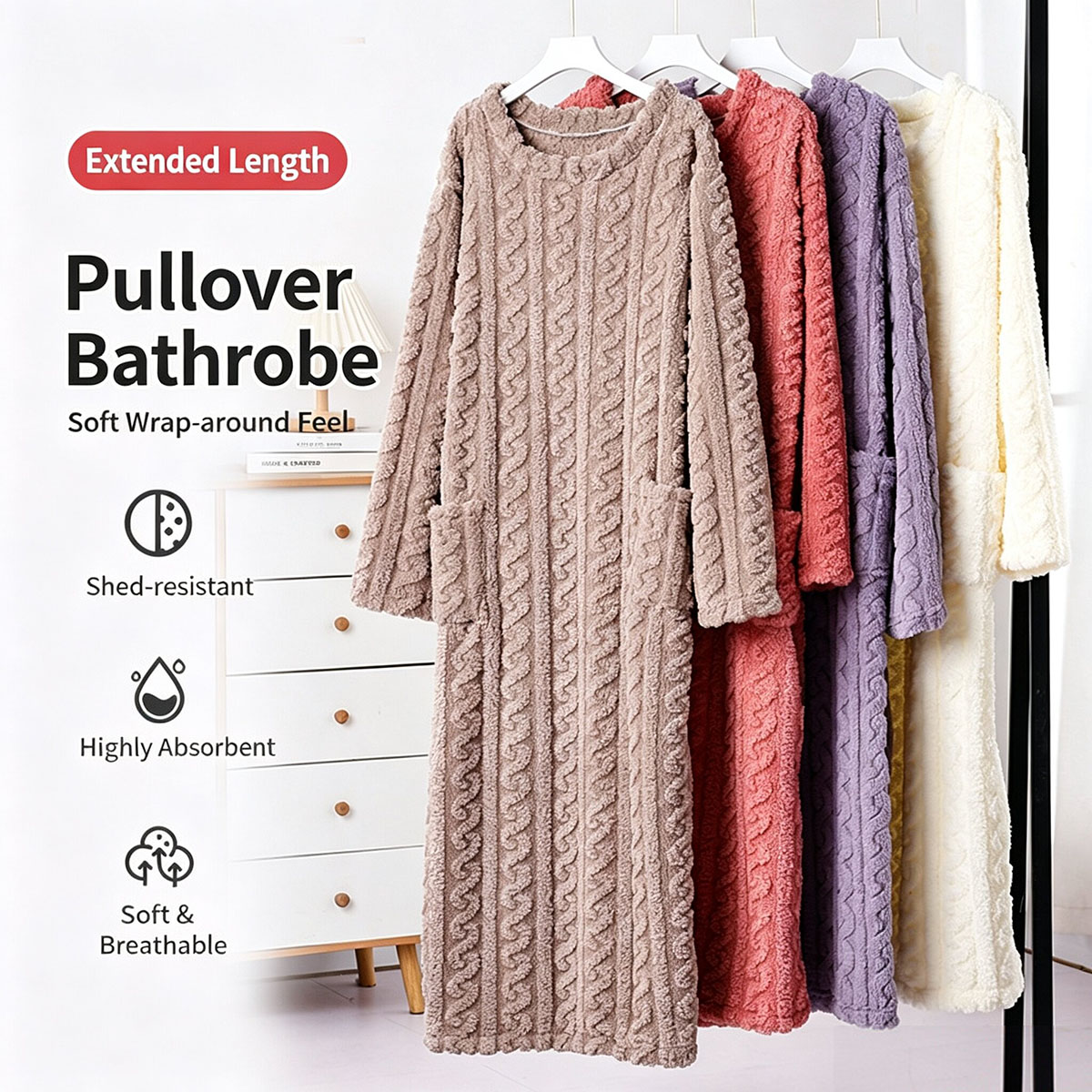 Winter Clothing Equipment - ชุดนอนผ้ากำมะหยี่คอรัลสำหรับฤดูหนาว, ชุดนอนผ้ากำมะหยี่แจ็คการ์ดสำหรับผู้หญิง, เสื้อผ้าสำหรับอยู่บ้านที่ให้ความอบอุ่น, ชุดคลุมอาบน้ำแบบยาวปานกลางถึงยาว