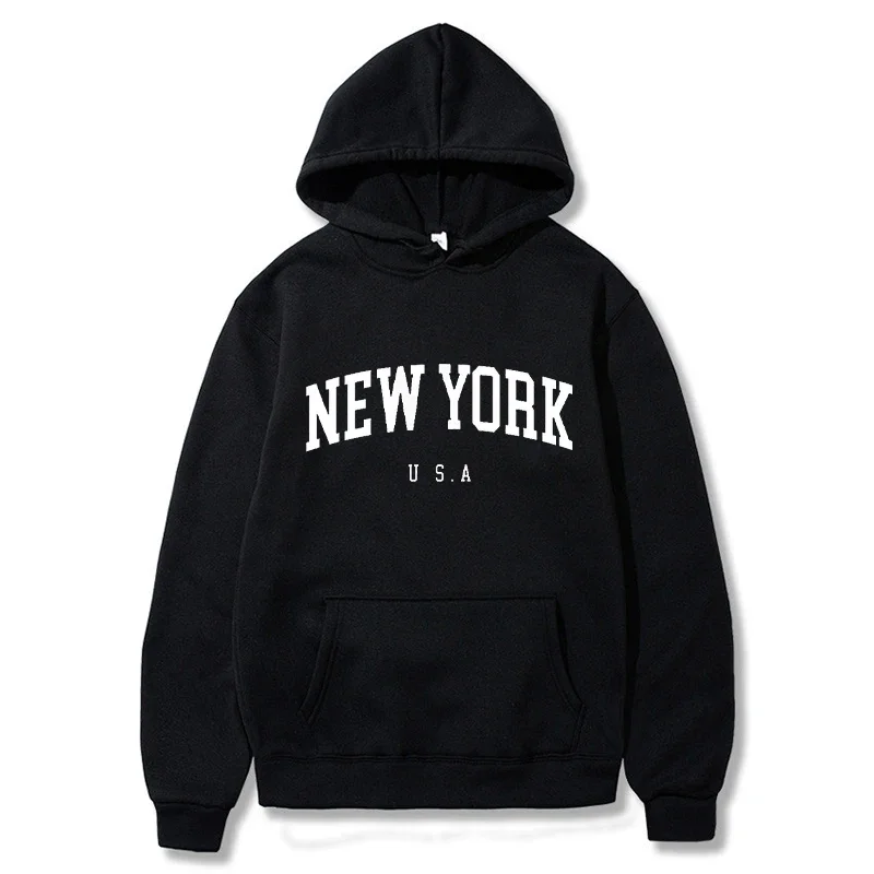 Winter Clothing New York - เสื้อฮู้ดดี้ New York Print สำหรับผู้ชายและผู้หญิง สไตล์สตรีท