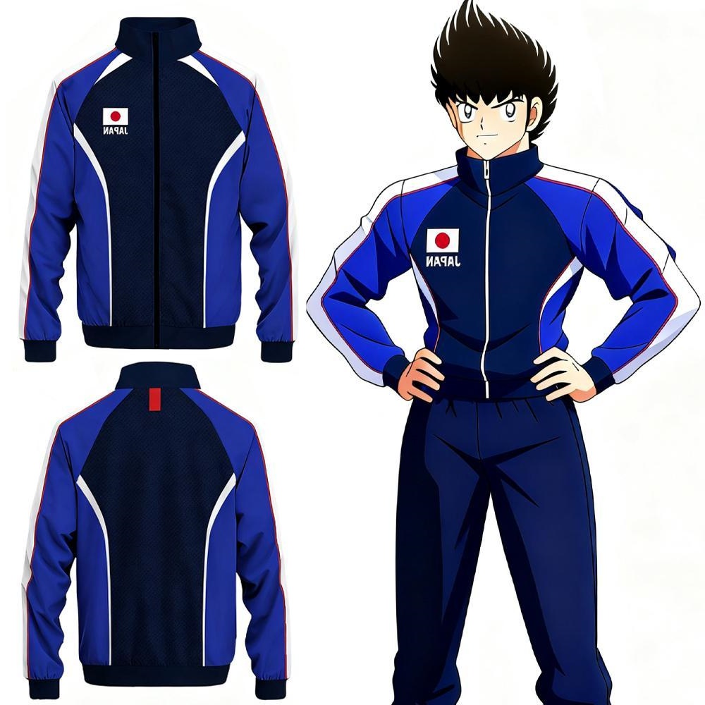 Winter Clothing Equipment - เสื้อแจ็คเก็ตคอตั้งแบบปรับแต่งได้สำหรับคอสเพลย์อะตอม ลายธงชาติญี่ปุ่น ตัวละครกัปตันซึบาสะ จากอนิเมะ 3 มิติ