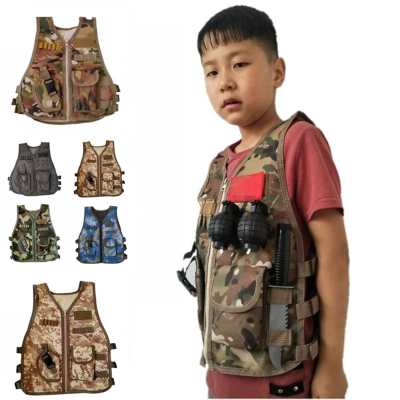 Winter Clothing For Kids - เด็กกองทัพยุทธวิธีทหาร Sniper เสื้อกั๊กการล่าสัตว์ CP Camouflage ชุด