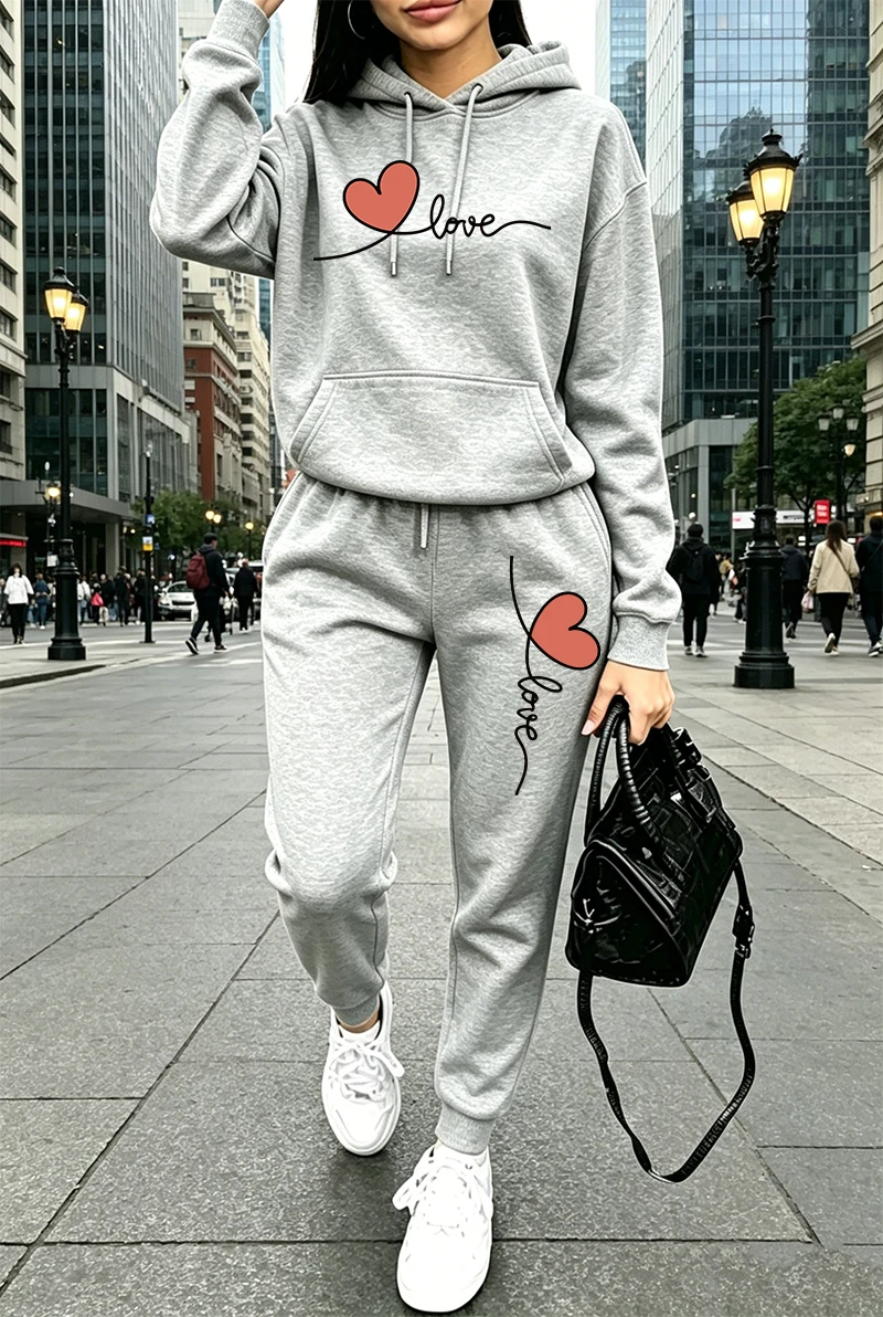ชุดวอร์มผู้หญิงลายพิมพ์ลำลอง แ - Winter Clothing Hoodie บทวิจารณ์และราคา